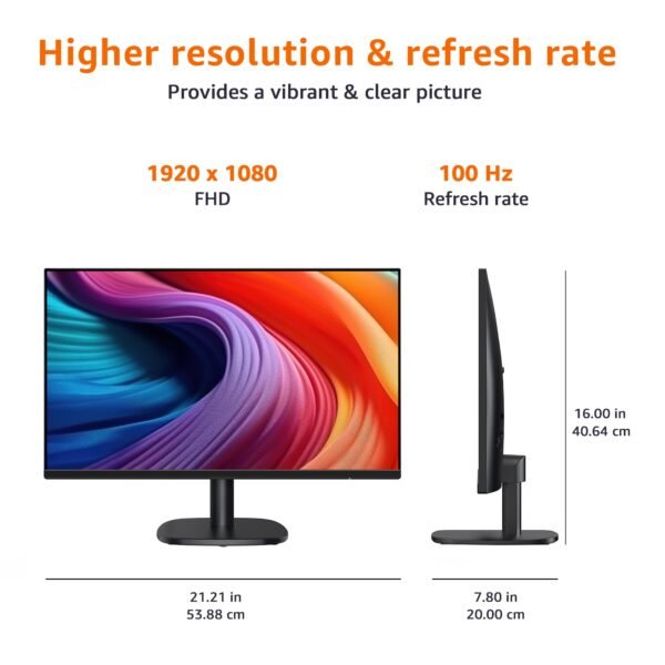 24 in Monitor, FHD 1080P, Max 100Hz, VESA Compatible, Built-in Speakers, Black - Image 5