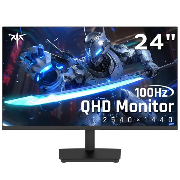 24 Inch QHD 2560x1440 IPS Computer Monitor, 100Hz Zero-Frame 2K Gaming Office Monitor, Adaptive Sync, HDR10, VESA, Tilt Adjustable, Low Blue Light, DisplayPort, HDMI, H24T27