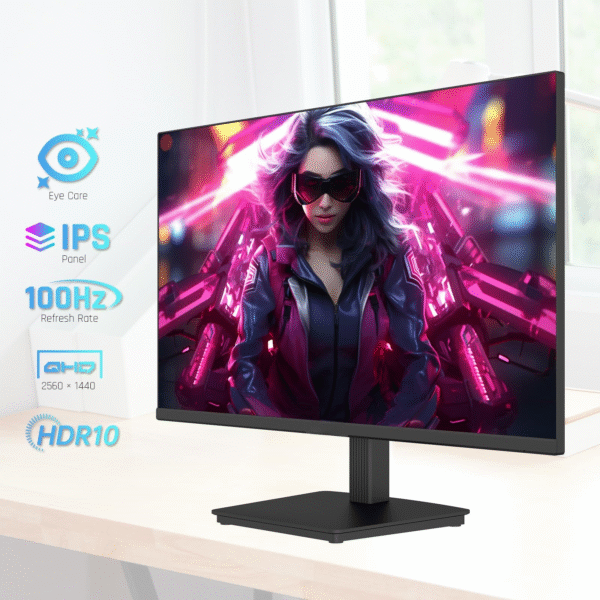 24 Inch QHD 2560x1440 IPS Computer Monitor, 100Hz Zero-Frame 2K Gaming Office Monitor, Adaptive Sync, HDR10, VESA, Tilt Adjustable, Low Blue Light, DisplayPort, HDMI, H24T27 - Image 6