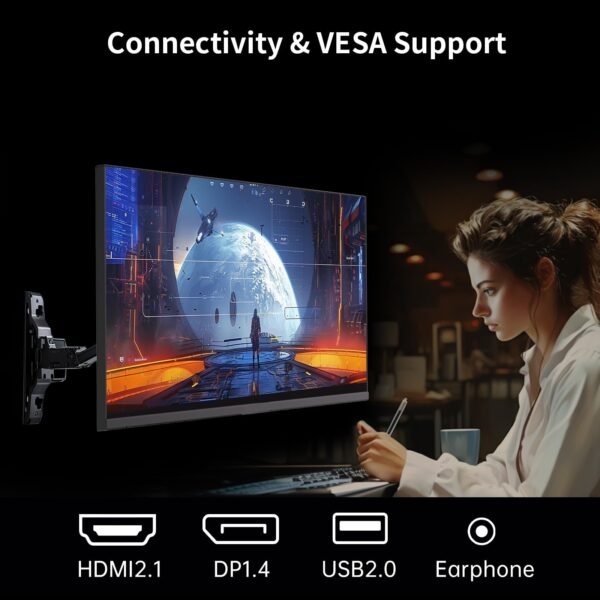 24 Inch QHD 2560x1440 IPS Computer Monitor, 100Hz Zero-Frame 2K Gaming Office Monitor, Adaptive Sync, HDR10, VESA, Tilt Adjustable, Low Blue Light, DisplayPort, HDMI, H24T27 - Image 4