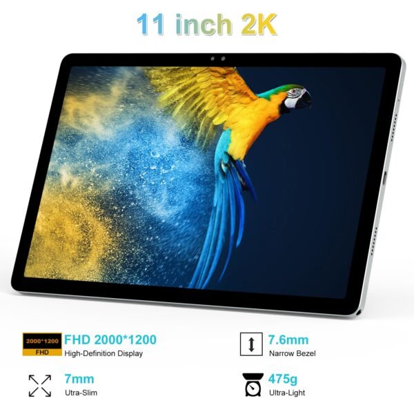 11 inch Tablet Android 14 2000*1200 2K Display Tablets PC, T616 Octa-Core 2.0GHz, 18GB RAM 128GB ROM 1TB Expandable, 5+5+13MP AI Camera, 9000mAh, 5G WiFi, with Keyboard, Case, 4 Speakers - Green - Image 4